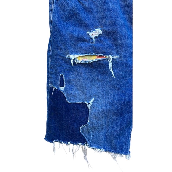 Levi’s 505C Orange Tab Remastered Tie Dye Patchwork Distressed Denim Shorts W42 - Picture 4 of 11